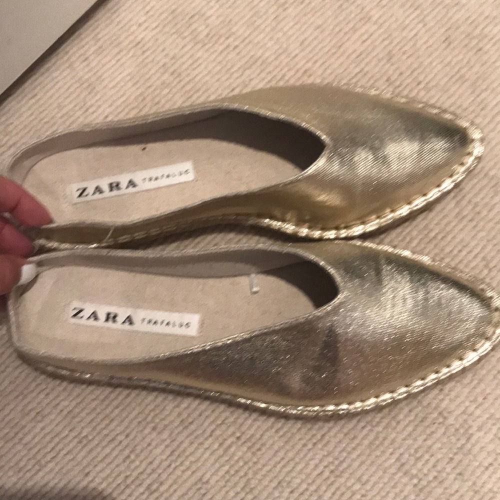 Zara Gold Fabric Mules/Slides Size EU 38